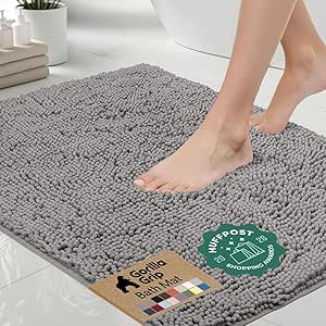 GORILLA GRIP Chenille Bath Rug, 24 x 17 Inches